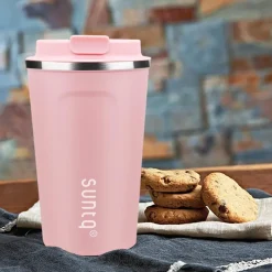 Rosa Edelstahl Kaffeebecher to go Thermobecher Doppelwand Isoliert 510ml