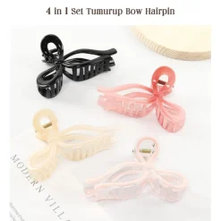 Rosa Schleife Haarklammer 4 Stück Damen Mädchen Haarspangen Groß 11cm