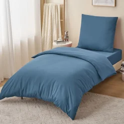 Ruikasi Bettwäsche 155x220 cm Blau 2-teilig Mikrofaser, Bettbezug mit