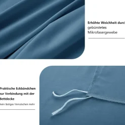 Ruikasi Bettwäsche 155x220 cm Blau 2-teilig Mikrofaser, Bettbezug mit