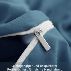 Ruikasi Bettwäsche 220x240 cm Denim Blau 3-teilig Mikrofaser mit Reißverschluss