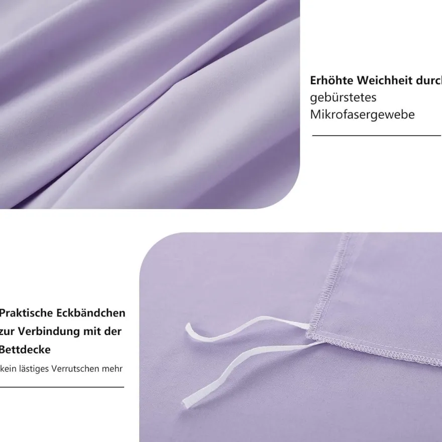 Ruikasi Bettwäsche 155x220 cm, 2-teilig, Lavendel, Mikrofaser, Bettbezug mit