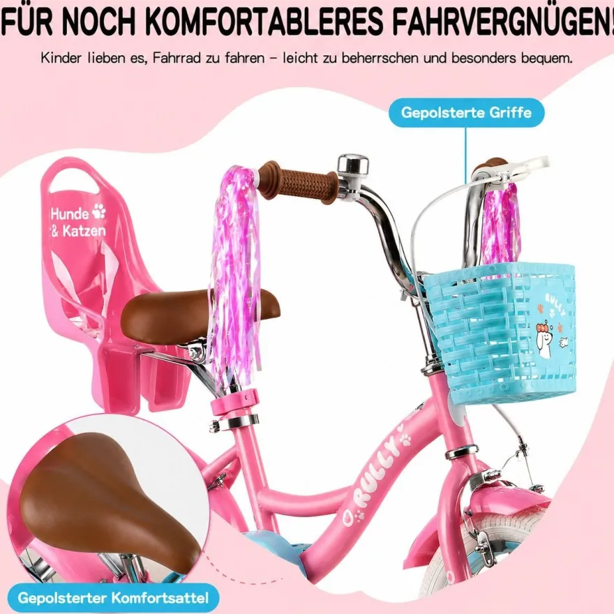 Rully Kinderfahrrad 12/14/16 Zoll Bike - höhenverstellbar, Rücktrittbremse, tützräder