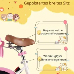 RULLY Kinderfahrrad 12/14/16 Zoll Bike -höhenverstellbar, Stützräder, Rücktrittbremse