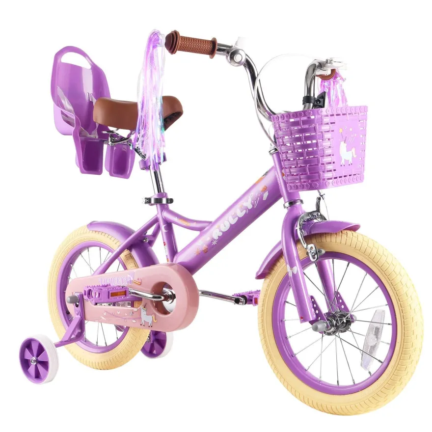 RULLY Kinderfahrrad 12/14/16 Zoll Bike -höhenverstellbar, Stützräder, Rücktrittbremse