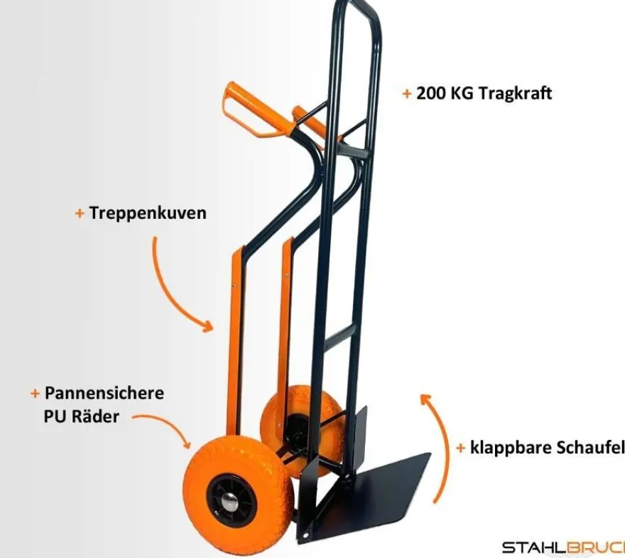 Sackkarre, Transportkarre, Sackrodel, 200 kg Traglast, klappbare Schaufel