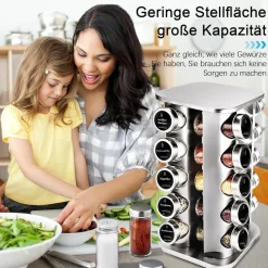 SAEIV Rotation Gewürzregal 20 Gewürzgläser Stehend Organizer 100ml