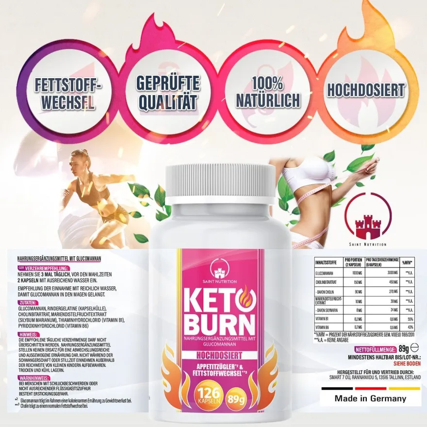 Saint Nutrition® Keto Burn - abnehmen - Stoffwechsel aktivieren