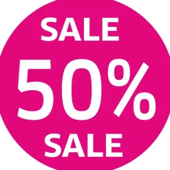 50% SALE Aufkleber Schaufenster Rabatt Ausverkauf Schlussverkauf SSV WSV % pink