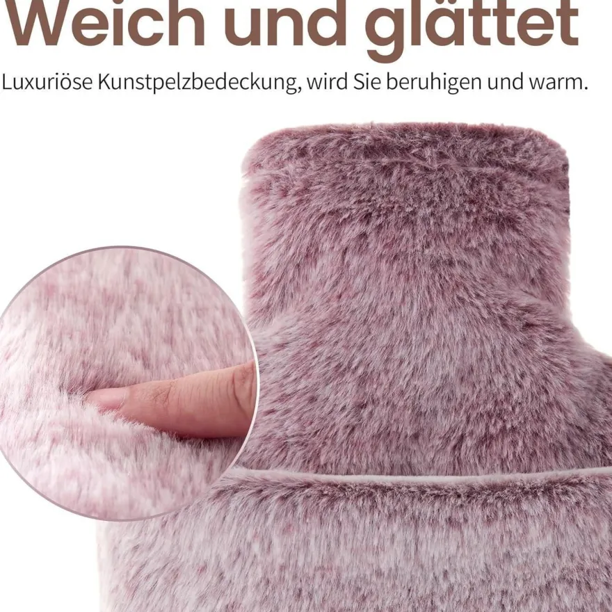 samply Wärmflasche 2L mit weichem Bezug für kalte Nächte - Lila