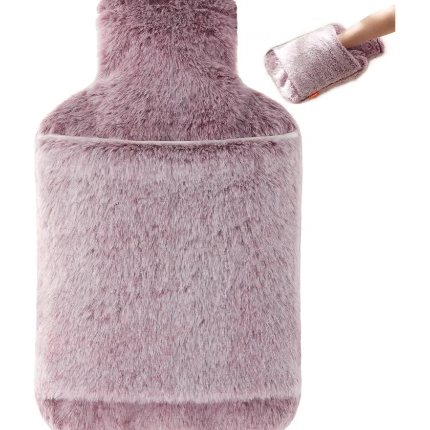 samply Wärmflasche 2L mit weichem Bezug für kalte Nächte - Lila