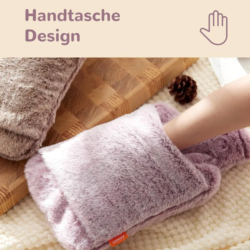 samply Wärmflasche 2L mit weichem Bezug für kalte Nächte - Lila