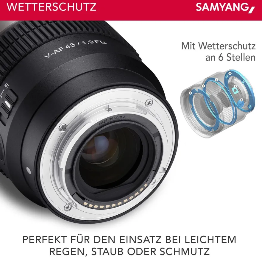 Samyang V-AF 45mm T1,9 FE Video-Objektiv für Sony E Kameraobjektiv Autofokus 8K