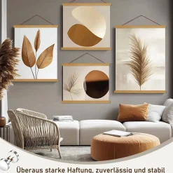Sanauto Magnetische Posterleiste aus Holz, 28 cm, Teak - Einfache und