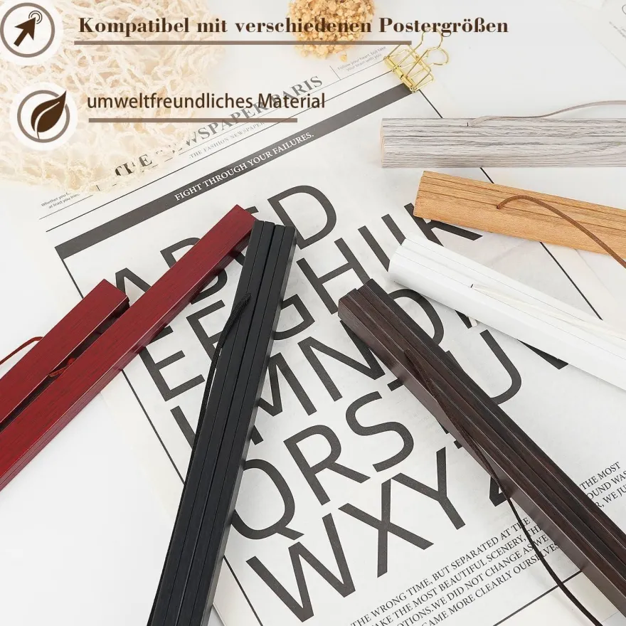 Sanauto Magnetische Posterleiste aus Holz, 28 cm, Teak - Einfache und