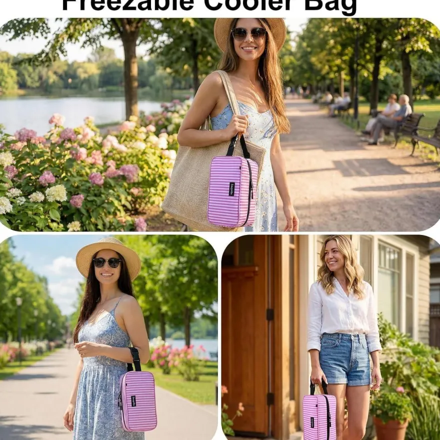 Saugnlbs Mini Kühltasche mit integrierten Kühlakkus, Isolierte Lunch-Tasche für