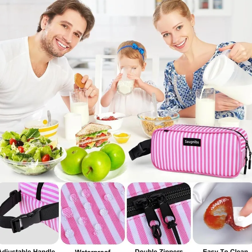 Saugnlbs Mini Kühltasche mit integrierten Kühlakkus, Isolierte Lunch-Tasche für
