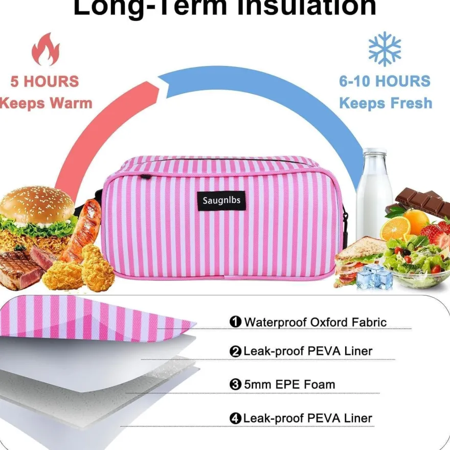 Saugnlbs Mini Kühltasche mit integrierten Kühlakkus, Isolierte Lunch-Tasche für