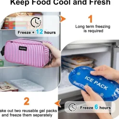 Saugnlbs Mini Kühltasche mit integrierten Kühlakkus, Isolierte Lunch-Tasche für