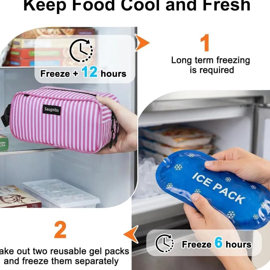 Saugnlbs Mini Kühltasche mit integrierten Kühlakkus, Isolierte Lunch-Tasche für