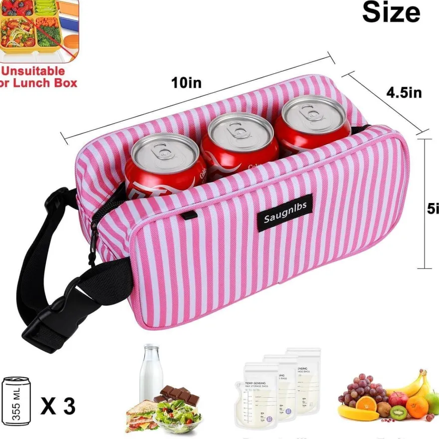 Saugnlbs Mini Kühltasche mit integrierten Kühlakkus, Isolierte Lunch-Tasche für