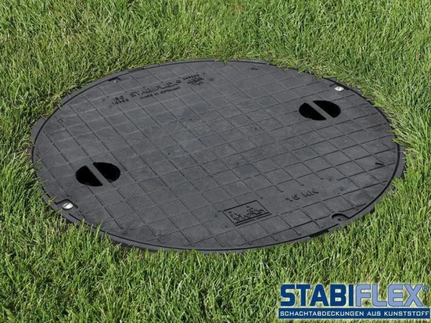 Schachtabdeckung Stabiflex mit Flanschrahmen mit Griffmulden, Abdeckung