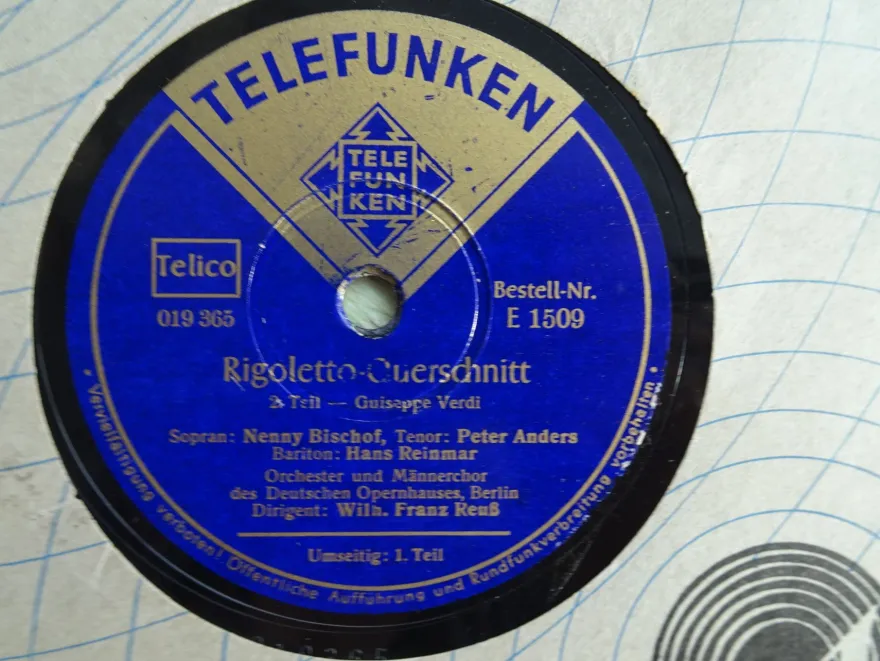 Schellack 78 rpm Telefunken Regimentstochter Aida Rigoletto Querschnitt