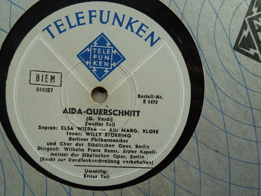 Schellack 78 rpm Telefunken Regimentstochter Aida Rigoletto Querschnitt