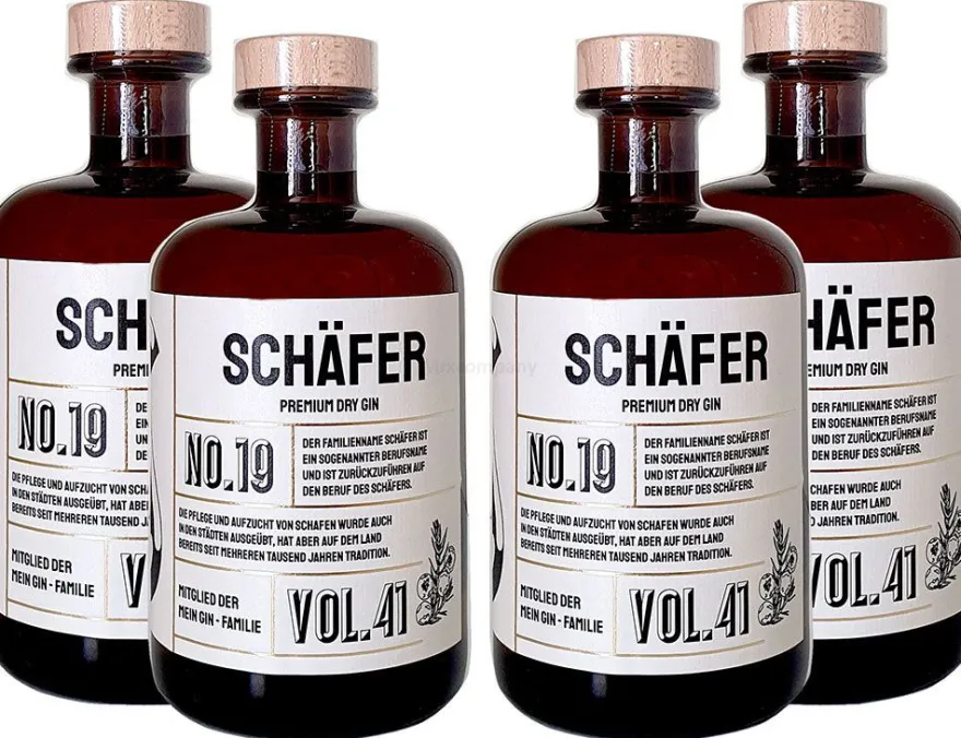 Schäfer s Premium Dry Gin No19 - 4er Set Der Schäfer Gin 0,5L (41% Vol)- [Enthä