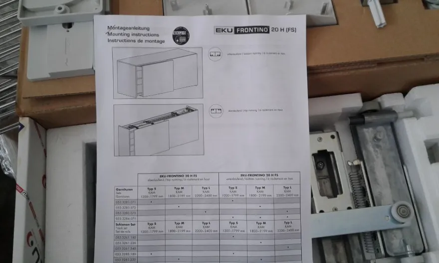 Schiebetürbeschlag Eku Frontino 20 H FS Typ M,1800-2199, für Holztüren