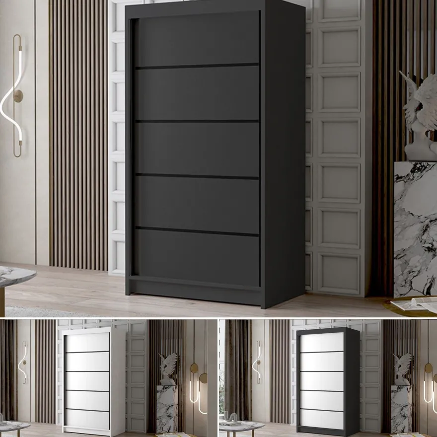 Schiebetürkleiderschrank LETTO IV 100 mit Kleiderstange Kleiderschrank Flurschrank