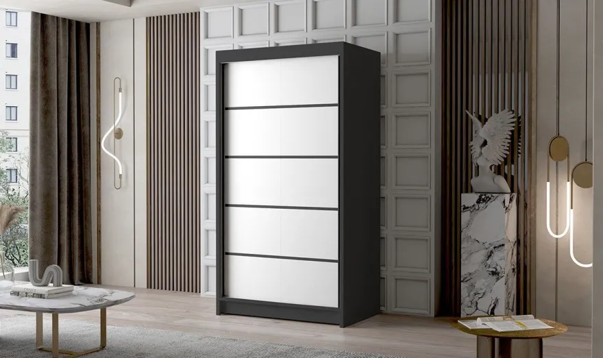 Schiebetürkleiderschrank LETTO IV 100 mit Kleiderstange Kleiderschrank Flurschrank