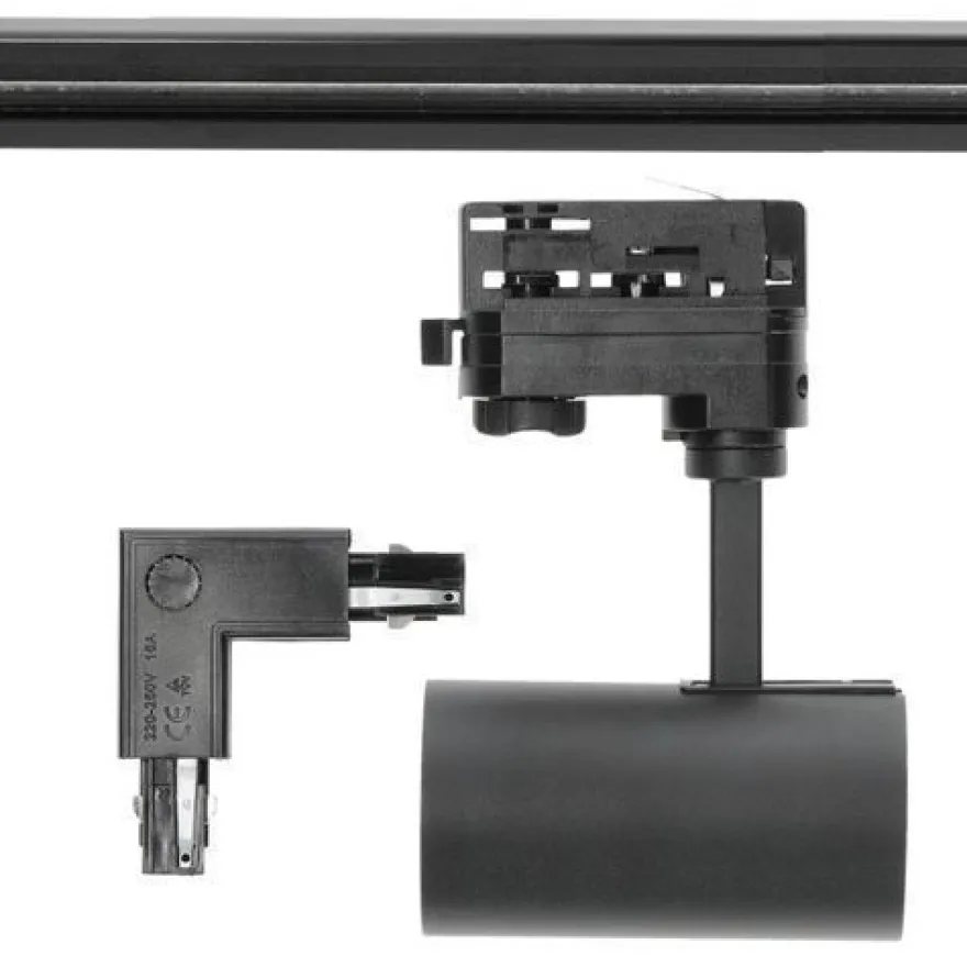 Schienensystem Komplett-Set 2x2m+2x1m Schiene, 4x L-Verbinder, 10x Lampe Schwarz