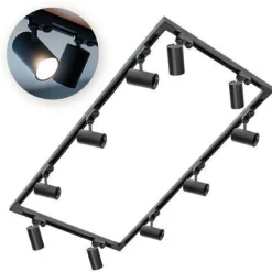 Schienensystem Komplett-Set 2x2m+2x1m Schiene, 4x L-Verbinder, 10x Lampe Schwarz