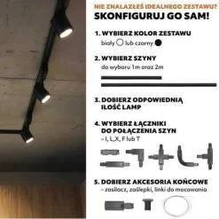 Schienensystem Komplett-Set 2x2m+2x1m Schiene, 4x L-Verbinder, 10x Lampe Schwarz