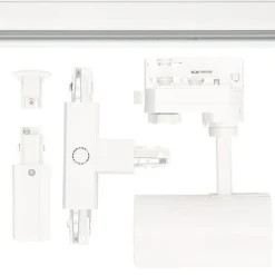 Schienensystem Komplett-Set 1m + 2m + 2m 14xLampe T-Verbinder Netzteil, Kappe Weiß