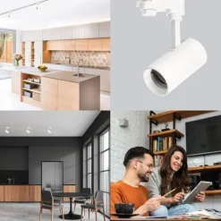 Schienensystem Komplett-Set 1m + 2m + 2m 14xLampe T-Verbinder Netzteil, Kappe Weiß