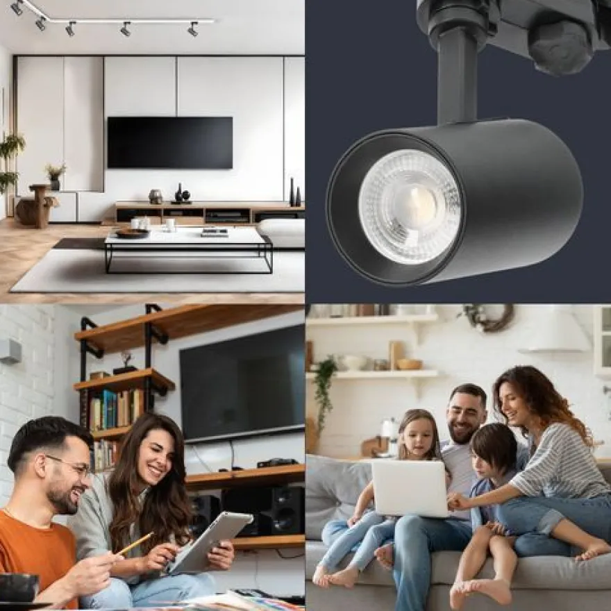 Schienensystem Komplett-Set weiße Schiene 2m+1m, 5x L-Lampe Schwarz, L-Weiche