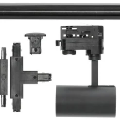 Schienensystem Komplett-Set 3x1m, T-Verbinder, I-Verbinde 6x Lampe, 3x Kappe