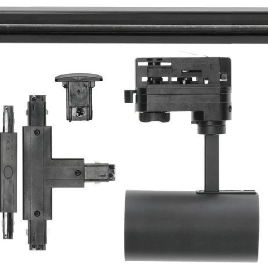 Schienensystem Komplett-Set 3x1m, T-Verbinder, I-Verbinde 6x Lampe, 3x Kappe
