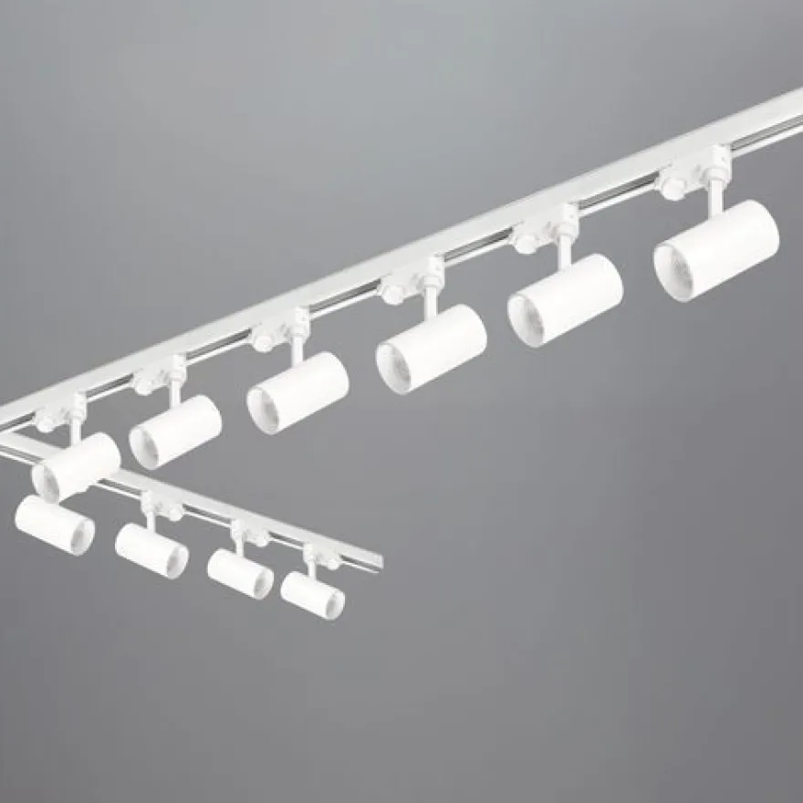 Schienensystem 10x GU10 Lampe 1m Schiene 2m Schiene L-Verbinder Netzteil, Kappe Weiß