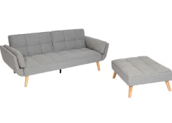 Schlafsofa HWC-K18 mit Ottomane, Couch Sofa Gästebett, Schlaffunktion 218x175cm