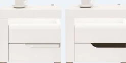 Schlafzimmer komplett weiß hochglanz IRIS Set C Schwebetürenschrank Bett Kommode