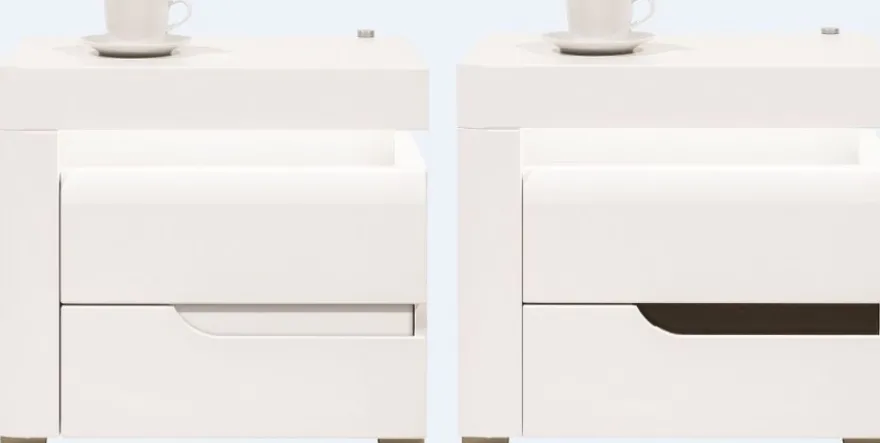 Schlafzimmer komplett weiß hochglanz IRIS Set C Schwebetürenschrank Bett Kommode