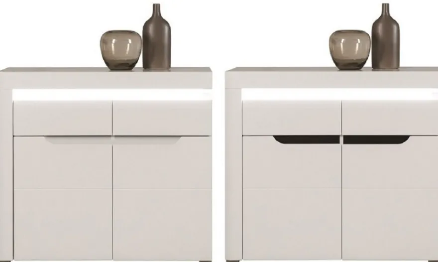 Schlafzimmer komplett weiß hochglanz IRIS Set C Schwebetürenschrank Bett Kommode