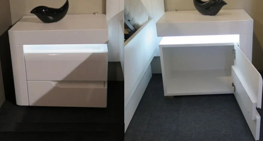 Schlafzimmer komplett weiß hochglanz IRIS Set C Schwebetürenschrank Bett Kommode