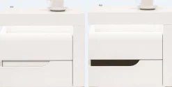 Schlafzimmer komplett weiß hochglanz IRIS Set C Schwebetürenschrank Bett Kommode