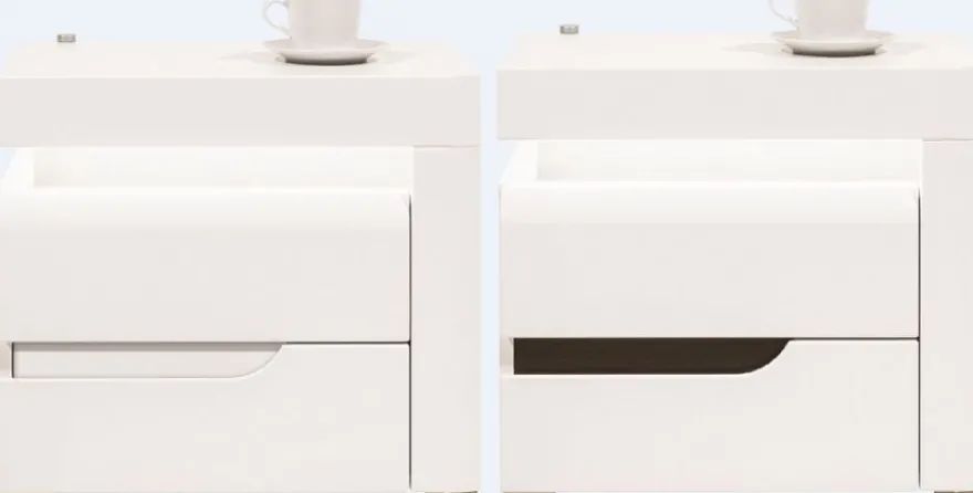 Schlafzimmer komplett weiß hochglanz IRIS Set C Schwebetürenschrank Bett Kommode