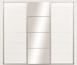 Schlafzimmer komplett weiß hochglanz IRIS Set C Schwebetürenschrank Bett Kommode