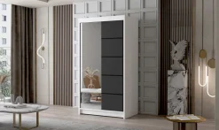 Schlafzimmerschrank LETTO III 100 mit Spiegel - Kleiderschrank Schiebetüren Schrank